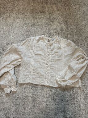 Zara Cream Lace-Panel Blouse